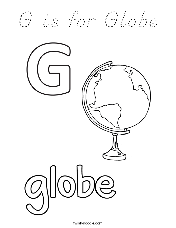 G is for Globe Coloring Page