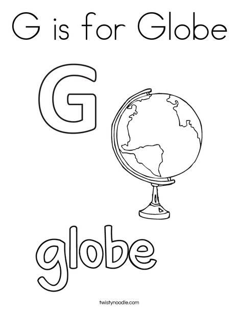 G is for Globe Coloring Page