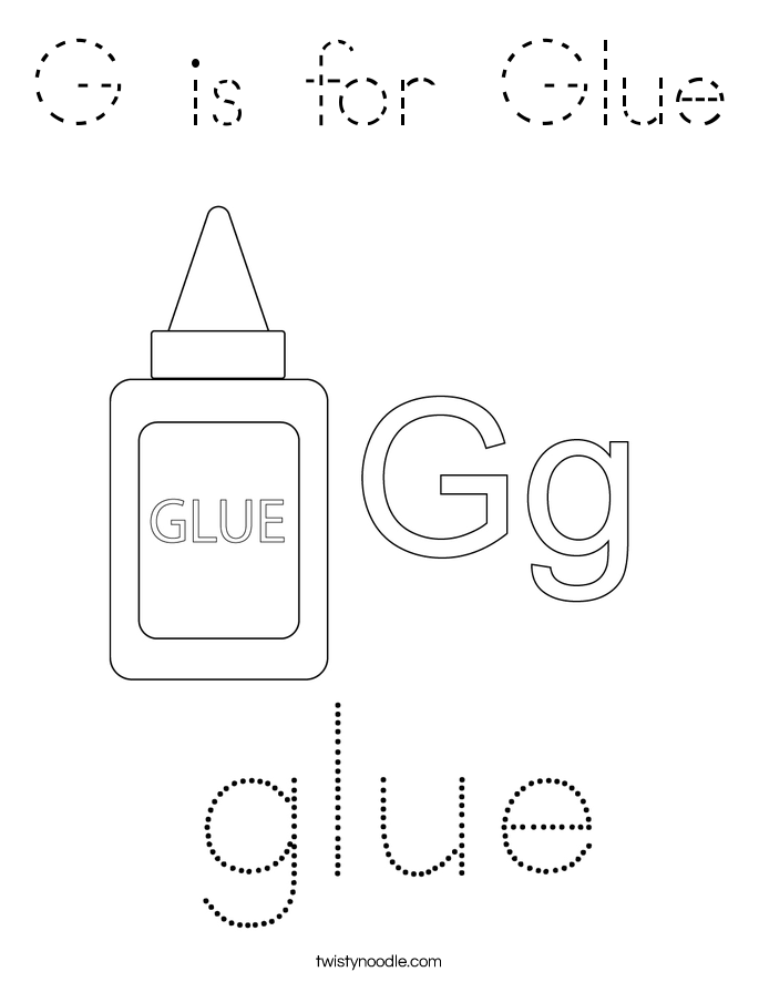 G is for Glue Coloring Page