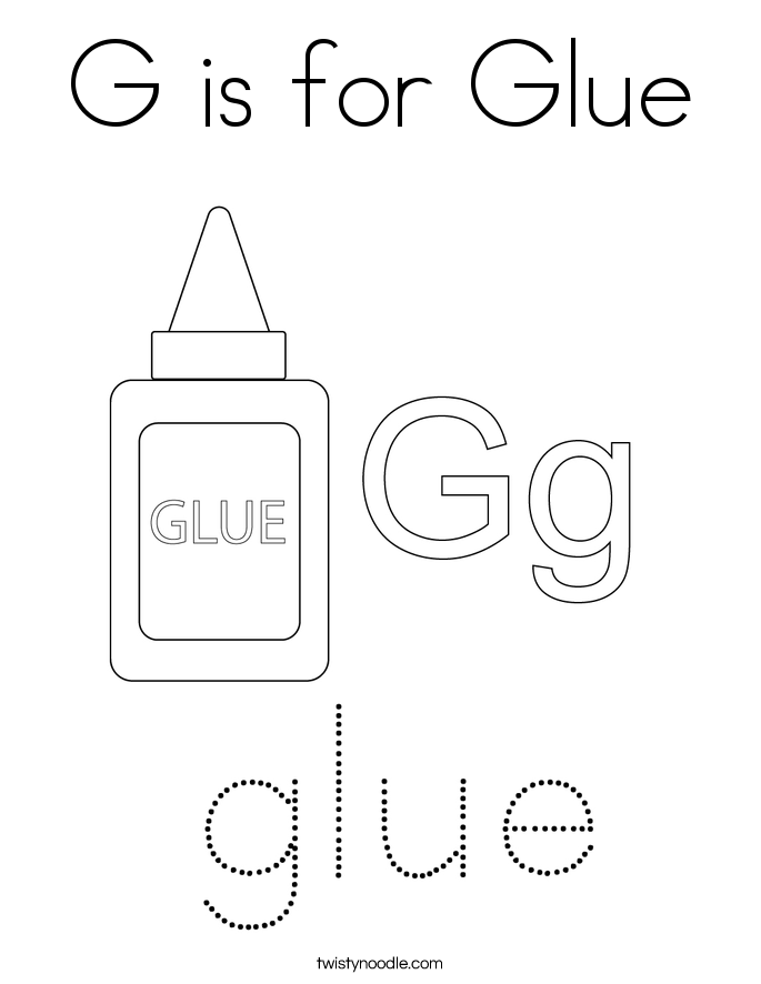 G is for Glue Coloring Page