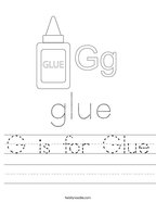 G is for Glue Handwriting Sheet