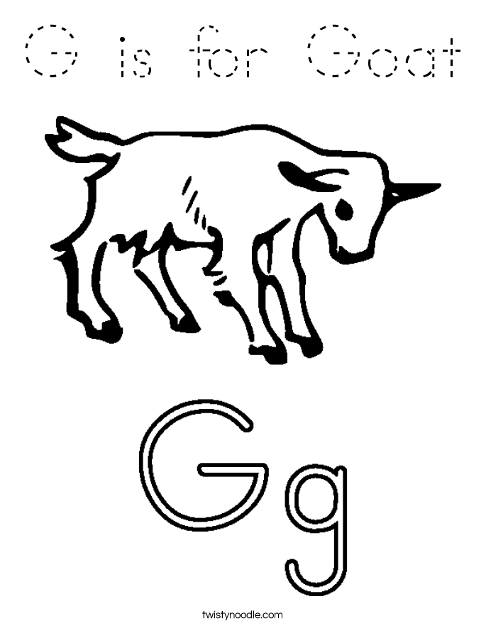 G is for Goat Coloring Page - Tracing - Twisty Noodle