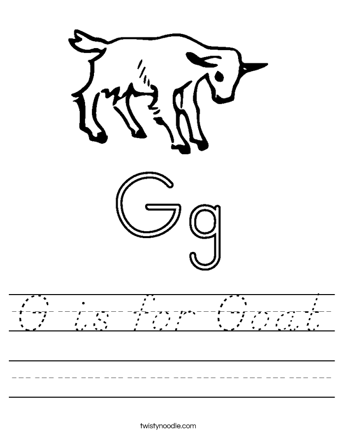 G is for Goat Worksheet