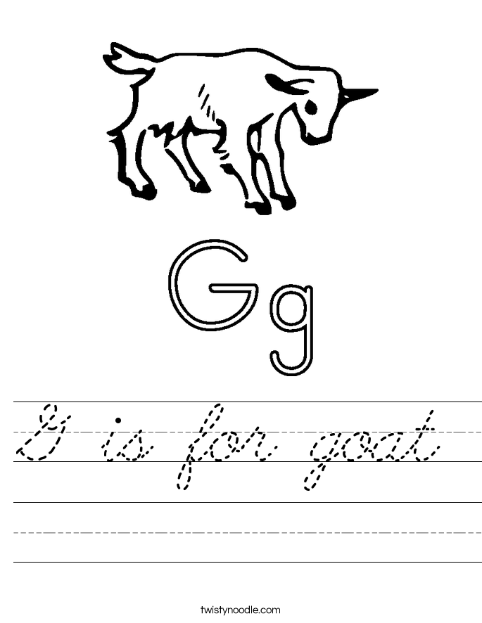 G is for goat Worksheet