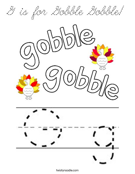 G is for Gobble Gobble! Coloring Page