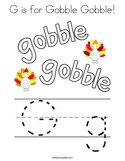 G is for Gobble Gobble Coloring Page