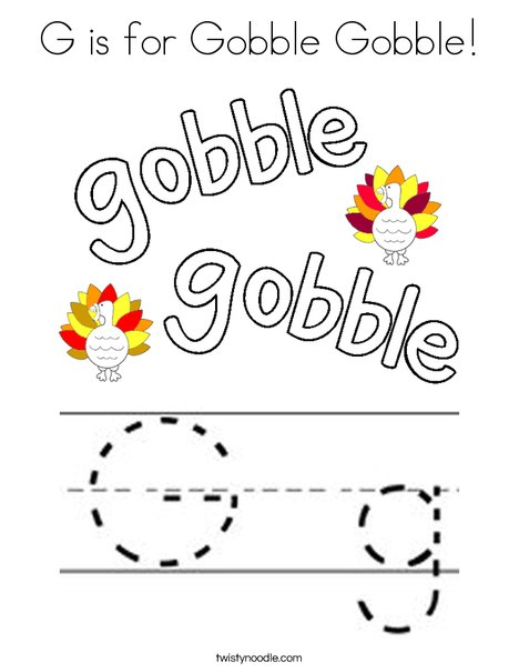 G is for Gobble Gobble! Coloring Page