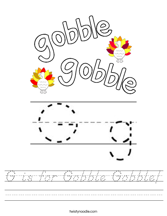 G is for Gobble Gobble! Worksheet