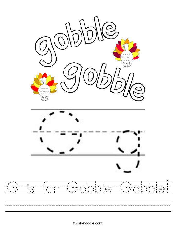 G is for Gobble Gobble! Worksheet