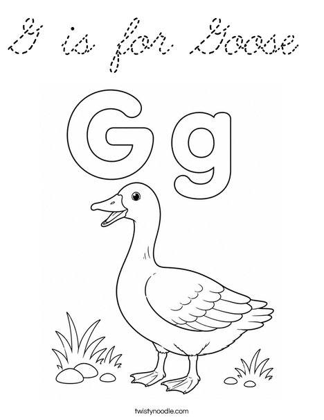 G is for Goose Coloring Page