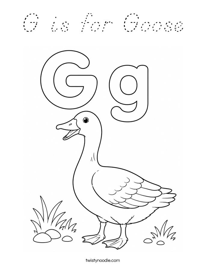 G is for Goose Coloring Page