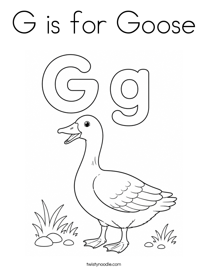 G is for Goose Coloring Page