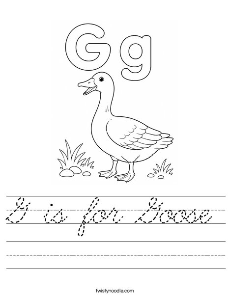 G is for Goose Worksheet