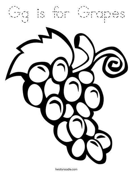 G is for Grapes Coloring Page