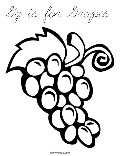 G is for Grapes Coloring Page