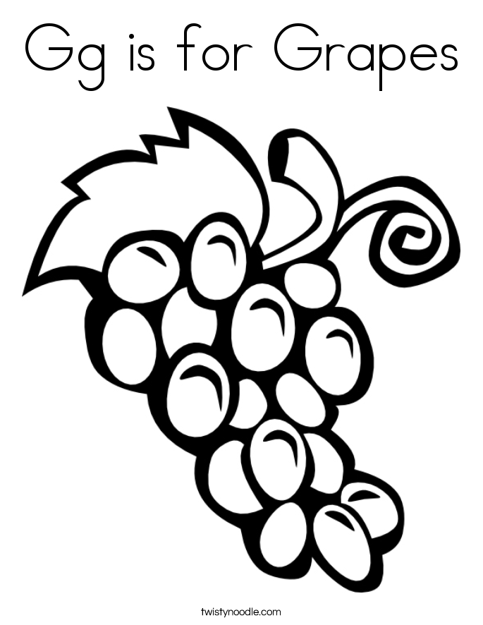 Gg is for Grapes Coloring Page