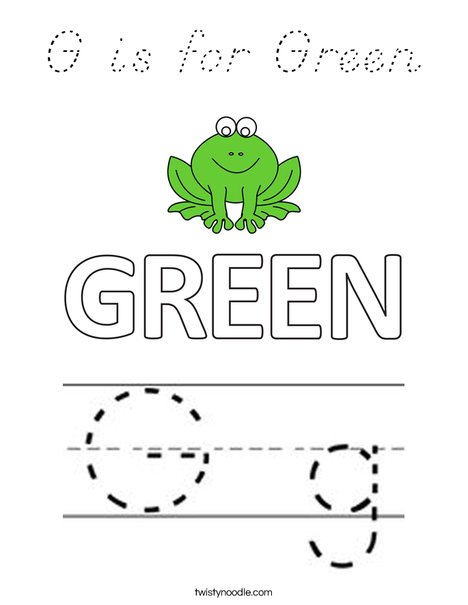 G is for Green Coloring Page