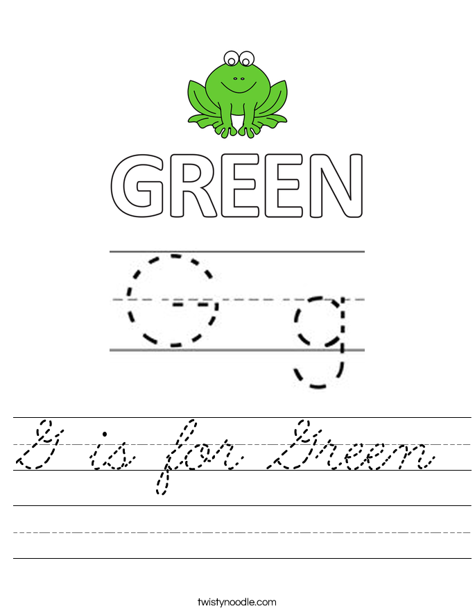 G is for Green Worksheet
