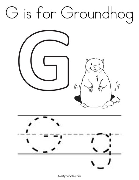 G Is For Groundhog Coloring Page Twisty Noodle