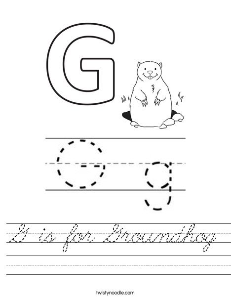 G is for Groundhog Worksheet
