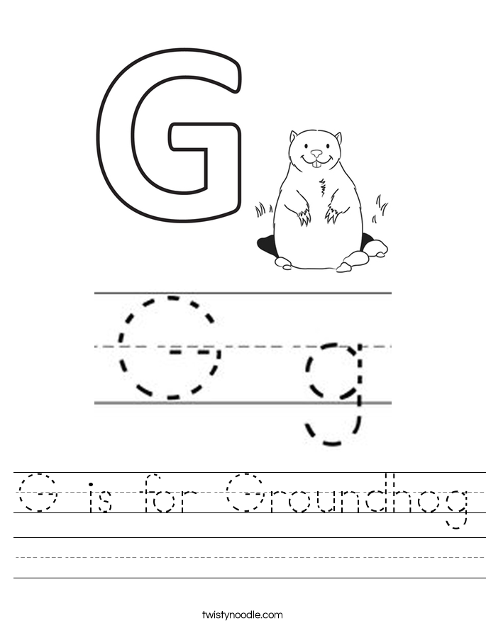 G is for Groundhog Worksheet