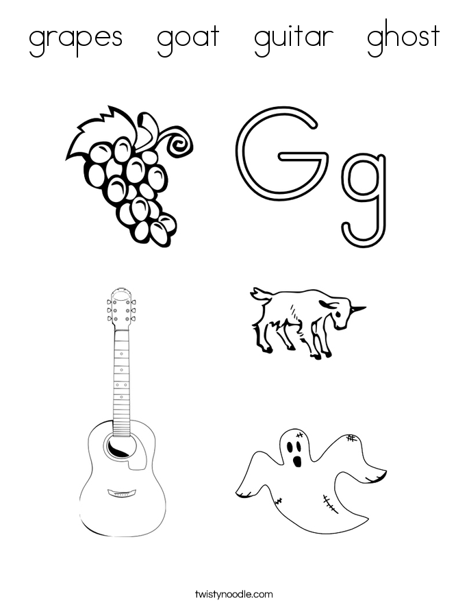 grapes   goat   guitar   ghost Coloring Page