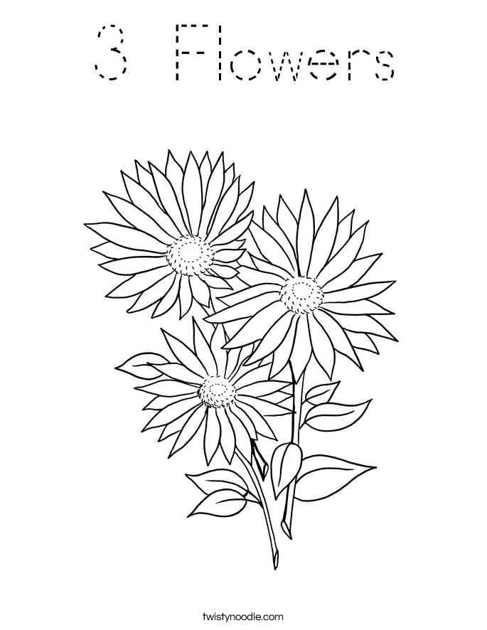 3 Flowers Coloring Page