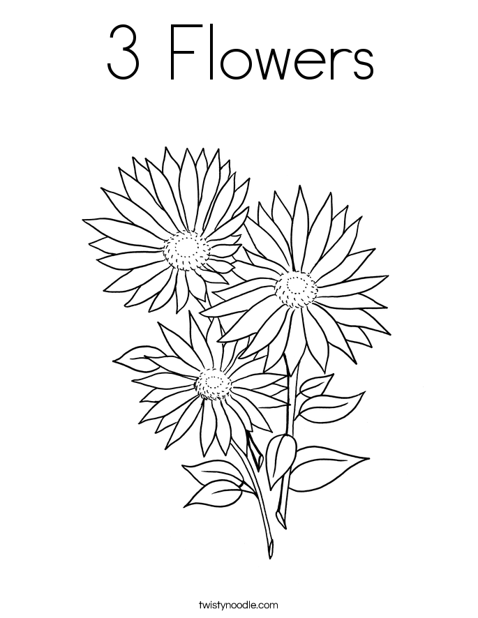 3 Flowers Coloring Page