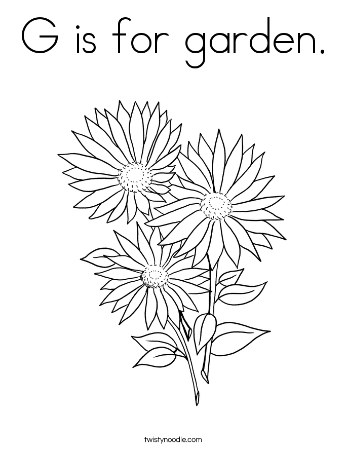 G is for garden. Coloring Page