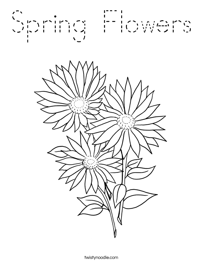 Spring Flowers Coloring Page