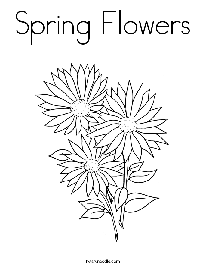 Spring Flowers Coloring Page