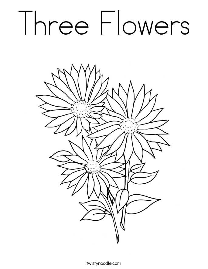 Three Flowers Coloring Page