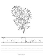 Three Flowers Handwriting Sheet