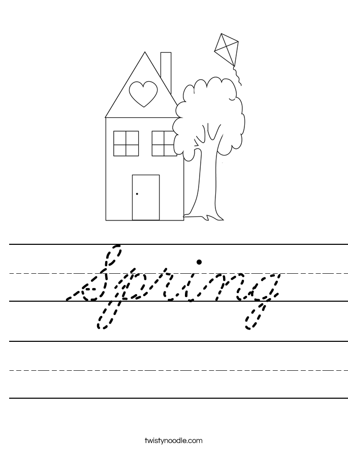 Spring Worksheet - Cursive - Twisty Noodle