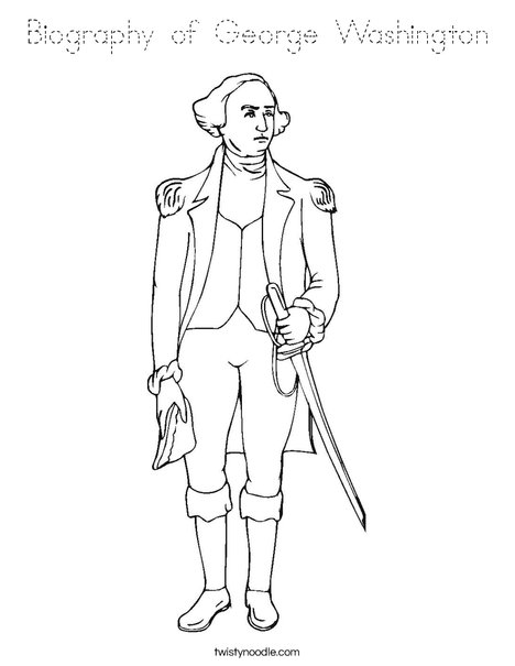 Biography of George Washington Coloring Page - Tracing - Twisty Noodle