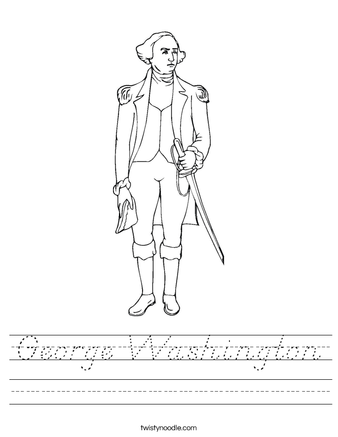 George Washington Worksheet - D'Nealian - Twisty Noodle