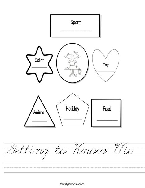 Getting to know me girl Worksheet
