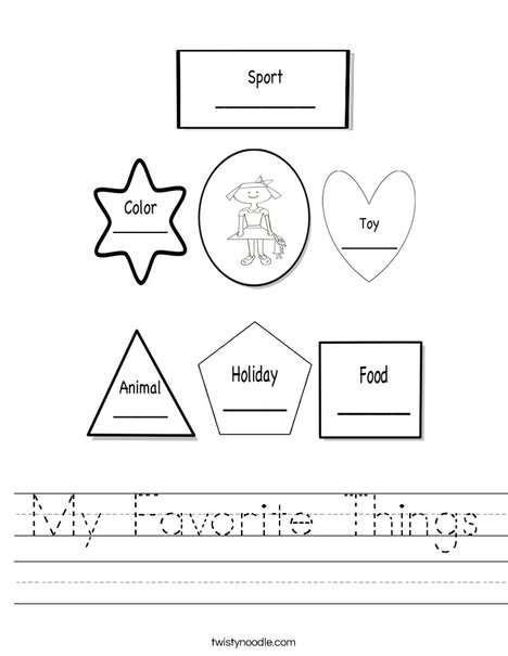 Free Printable My Favorite Things Worksheets for Students