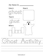 Ghost Activity Handwriting Sheet