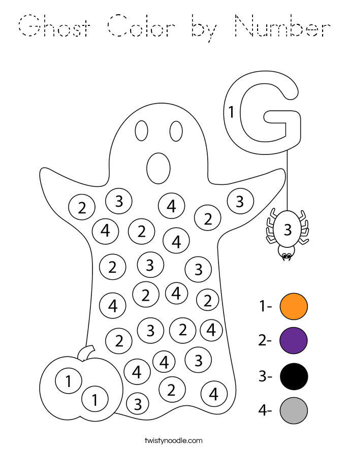 Ghost Color by Number Coloring Page