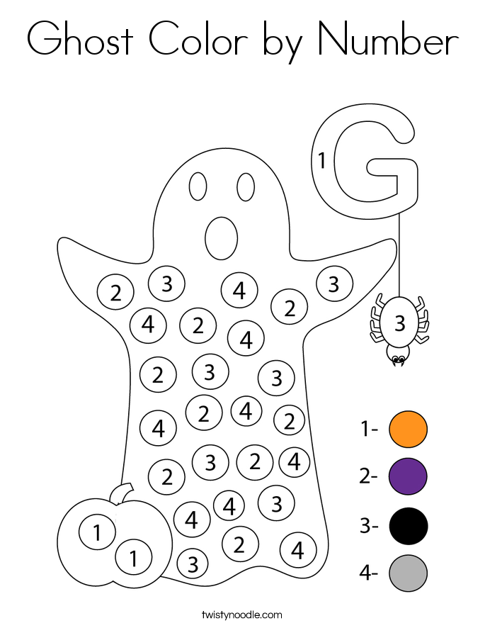 Ghost Color by Number Coloring Page