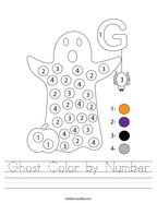 Ghost Color by Number Handwriting Sheet