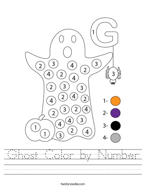 Ghost Color by Number Worksheet