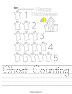 Ghost Counting Handwriting Sheet