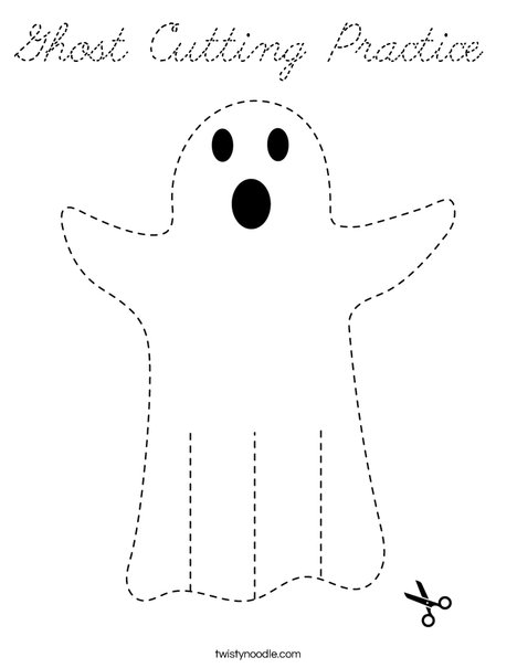 Ghost Cutting Practice Coloring Page