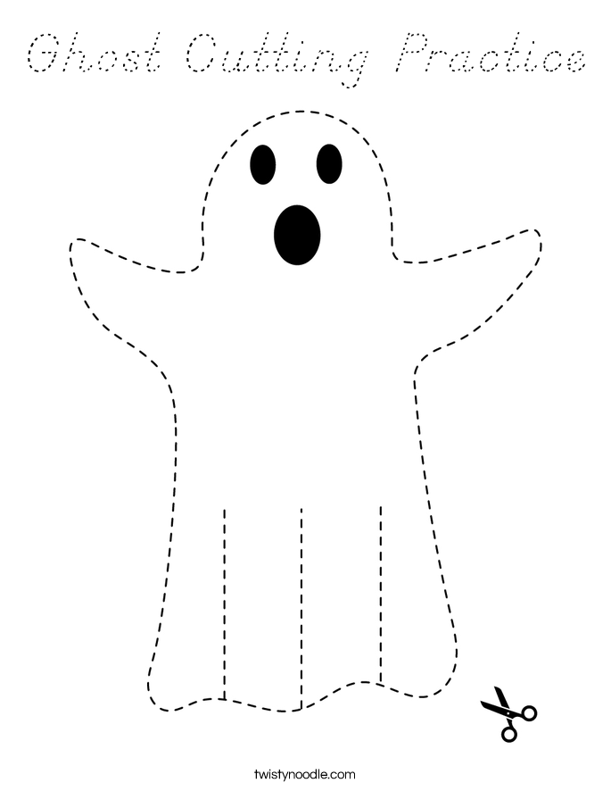 Ghost Cutting Practice Coloring Page