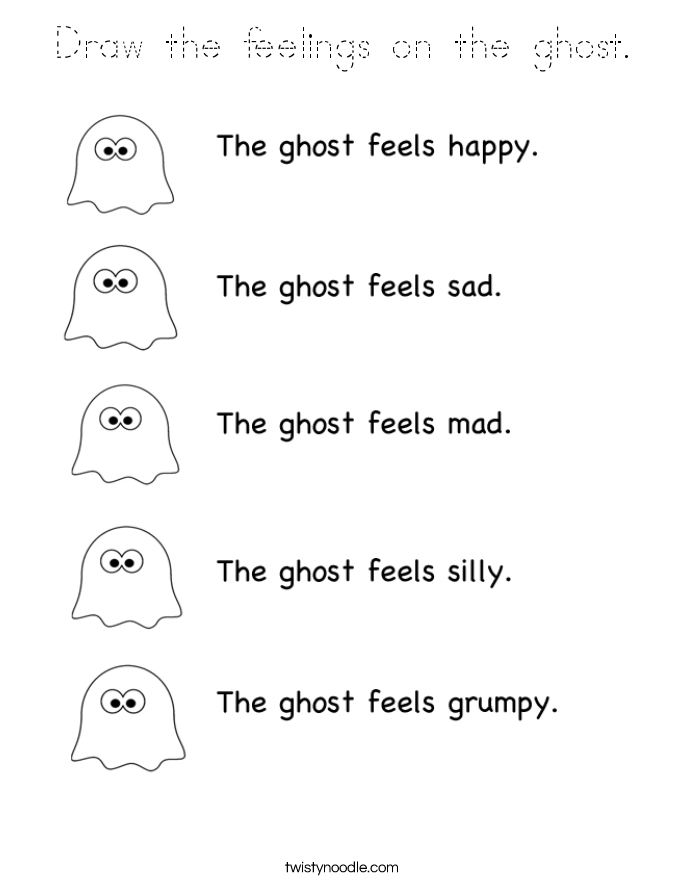 Draw the feelings on the ghost. Coloring Page