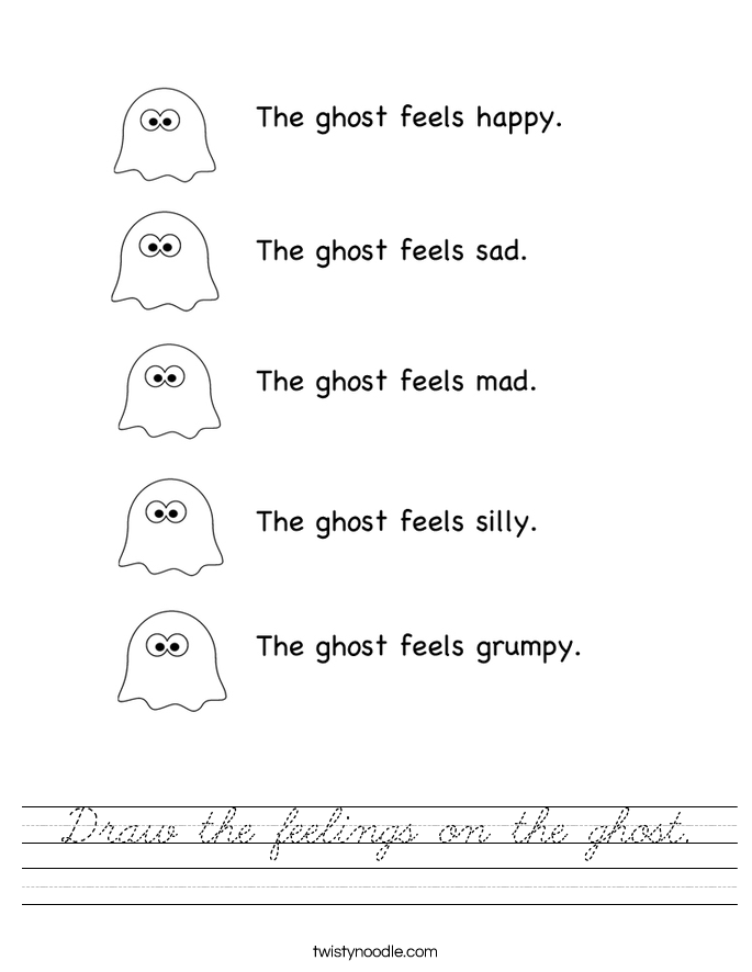 Draw the feelings on the ghost. Worksheet