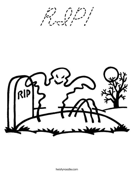 Ghost in graveyard Coloring Page