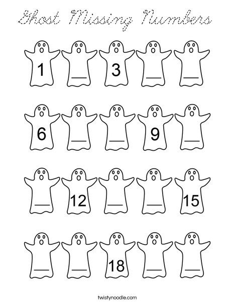 Ghost Missing Numbers Coloring Page